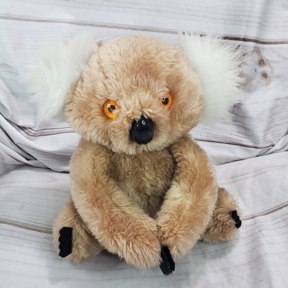 Vintage Interpur Koala Bear Hugger 10 Inch Plush Stuffed Animal Orange Eyes - Picture 1 of 8